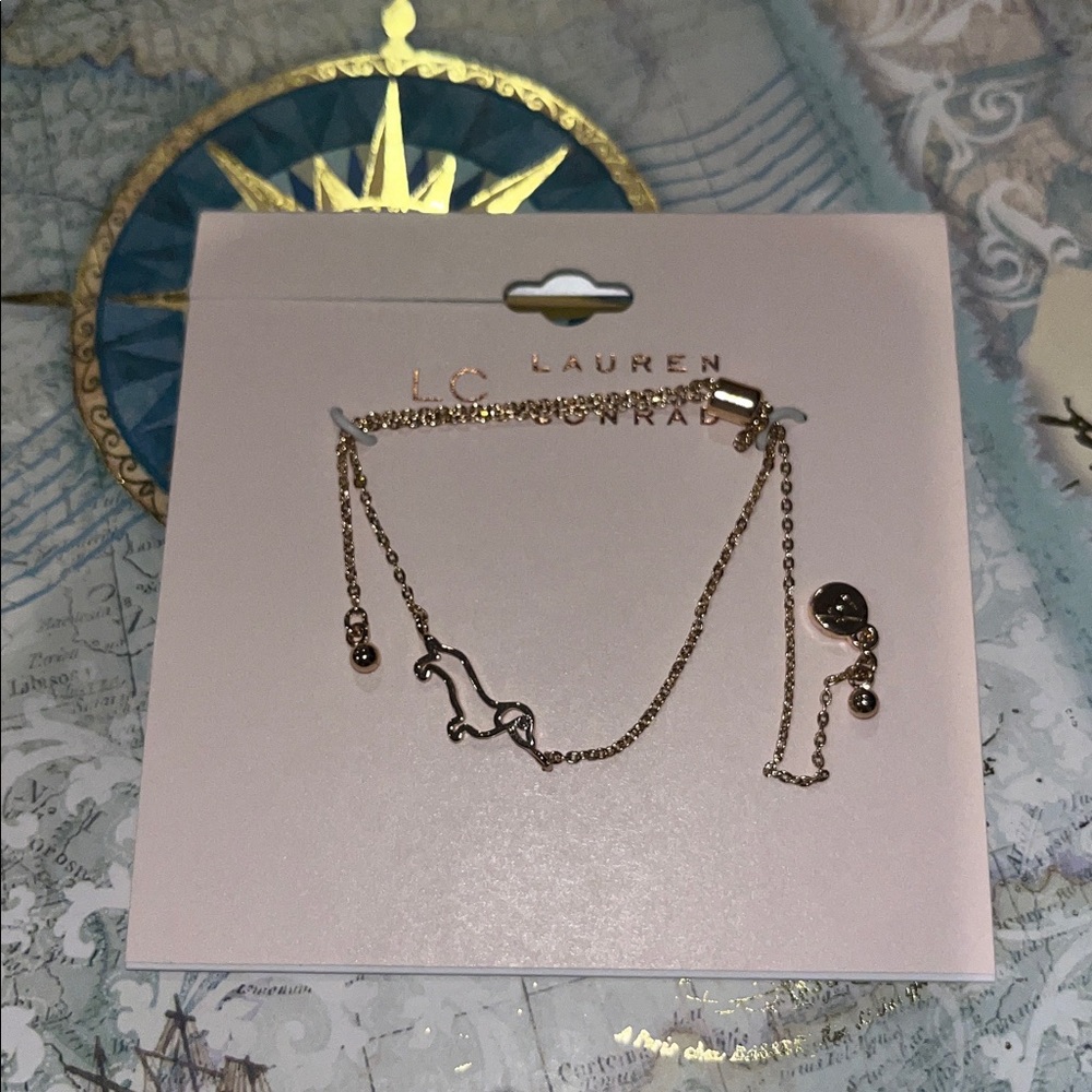 Lauren Conrad Simulated Crystal Eye Dachshund Outline Pull Tie Bracelet